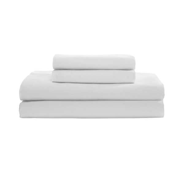 Juego de sábanas de 200 hilos, 50% algodón y 50% poliéster. Suave, resistente y de fácil cuidado, ideal para uso frecuente.