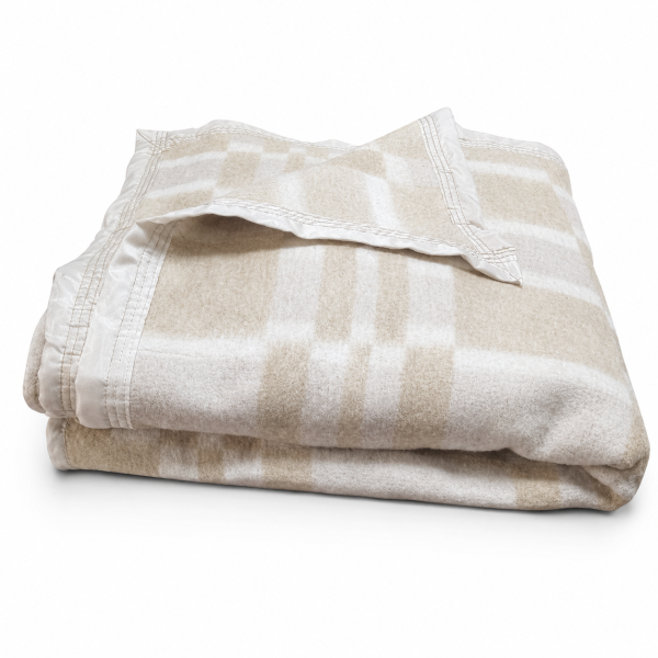 Frazada Escosesa 2 plazas cuadros tonos beige