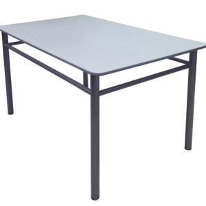 Mesa de Casino metalica con cubierta de melamina blanca , ideal para casino de empresas.