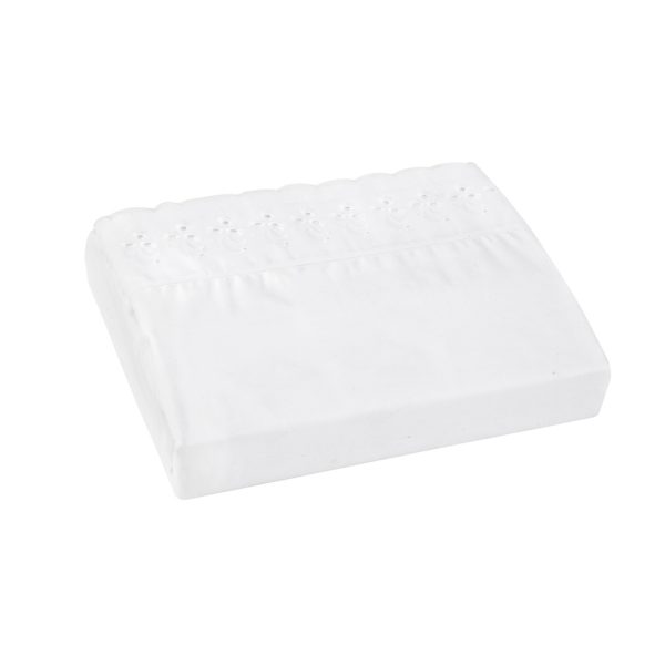 Juego sábanas 2 plaza 200 hilos Blanca con Broderie