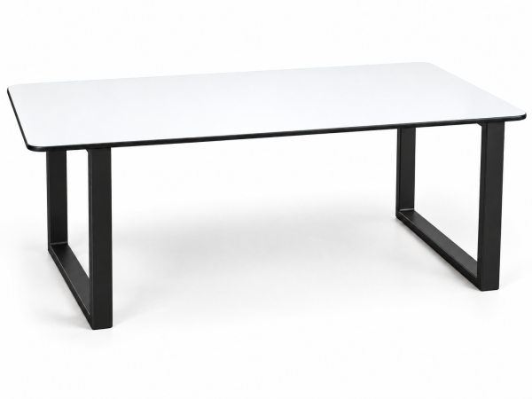 MESA PATAS INDUSTRIAL NEGRA Mesa de Reuniones estilo industria, patas rectas de acero y cubierta blanca