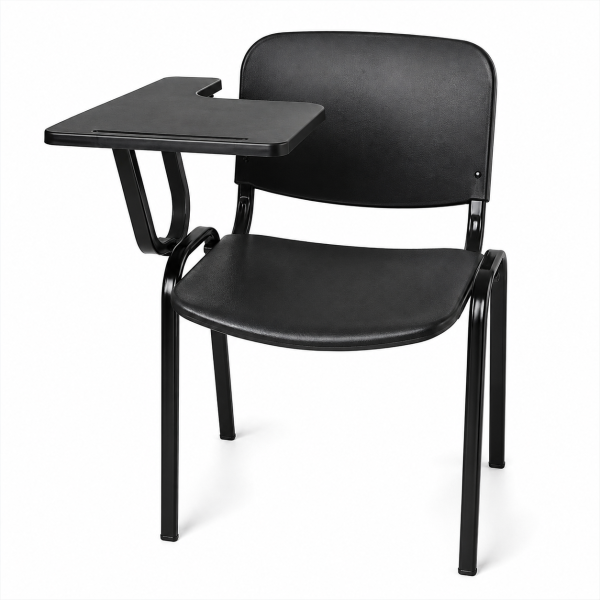 Silla Iso tapizada universitaria estructura metalica, negra completa